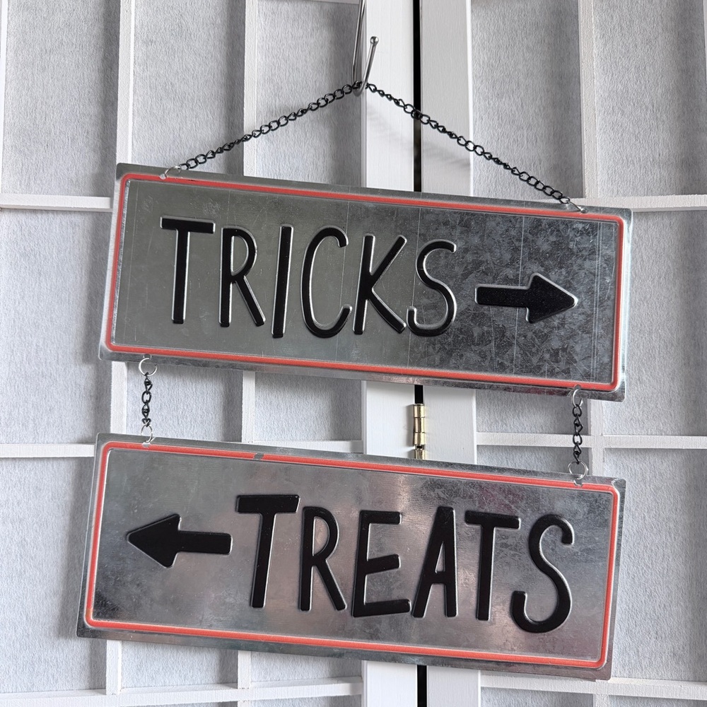 Metallic Tricks and Treats Wall Sign